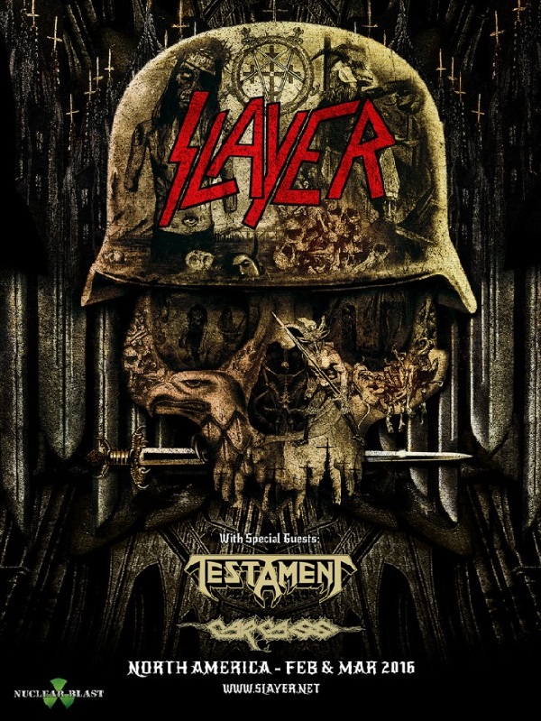 Slayer, Testament, Carcass 2016 North America Tour Flyer